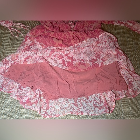 Free People Women's Penny Lover Cold Shoulder Orange Paisley Dress,Size M - Picture 7 of 14